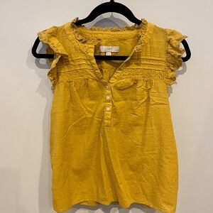 LOFT Mustard Ruffle Sleeve Blouse